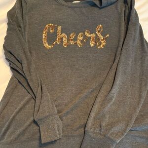Gray Long Sleeve Top with Gold Accents